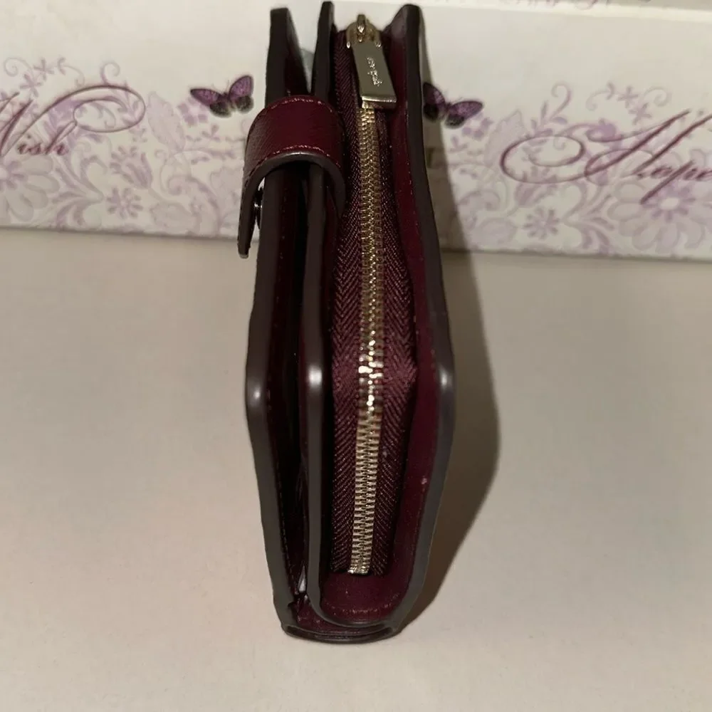 kate spade Fuchsia Pink Burgundy Two Tone Leather Madison Medium Bifold Wallet